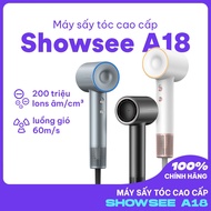 ShowSee A18 negative ion hair dryer with bladeless convection design. 60m/s air flow, 200 million ne