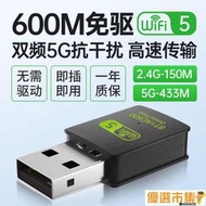 【優選市集】免驅動USB無線網卡千兆5G臺式機電腦wifi網絡信號發射器接收器