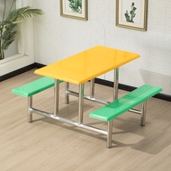 Canteen Stainless Steel Conjoined Dining Table Chair 4 People 6 People 8 People School Fast Food Tab