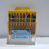 Box of 10 TOT 2-head Screw Bits, 65mm short, super hard shock absorber (polished) - Crafted Hardness
