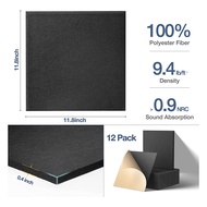 Self-Adhesive Acoustic Panels 12 Pack12 x 12 x 0.4 inch Sound Proof PaddingSound Absorbing Panel for