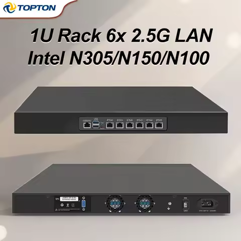 1U Rackmount Mini Server Intel N305/N150/N100 6x i226-V 2.5G LAN DDR5 Firewall/Gateway mSATA/GPIO/SI