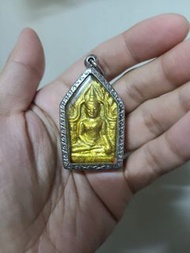 泰國金色 粉牌拼綠 力泥 符片坤平佛