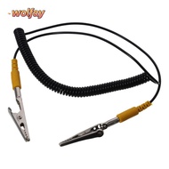 YOLANDA Anti-Static ESD Grounding Cable, Black 2mm Coiled Cord, 180cm / 71" Male-to-Female PU,Metal 