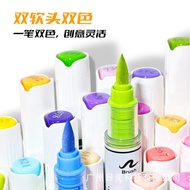 Ready Stock#双软头双色直液式丙烯马克笔168色不透色可叠色美术画笔可diy涂鸦0416hw