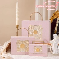 CHIHIRO1BFT8 Baroque Suede Gift Box, Double Open European Hand Gift Box, Luxury Flip Up Handheld Met