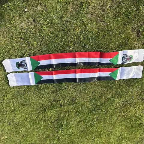 sudan Scarf 14x135cm Double-sided Printed sudan Flag Satin sudan Scarf Suitable for 2026 world cup S