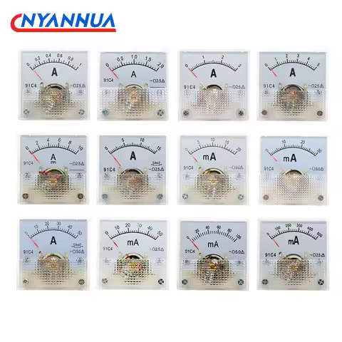 91C4-A Current Meter Gauge Analog DC Ammeter 1A2A3A5A 10A 15A 20mA 30mA 50mA 45*45mm