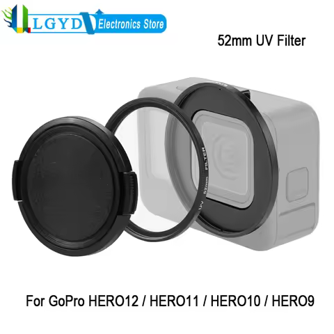 PULUZ 52mm UV Lens Filter with Adapter Ring For GoPro HERO12 Black HERO11 HERO10 HERO9 Action Camera