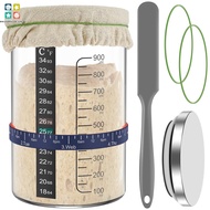 7Pcs Sourdough Starter Jar with Scale 900ml Large Capacity Sourdough Starter Container Reusable Glas