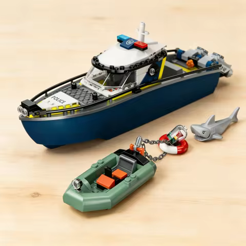 Compatible MOC Sets City Series Building Blocks 60456 Police Ship Chase Floating Boat Model Toys Kid
