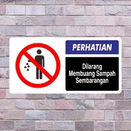 Signs are prohibited to remove waste in 15x30 cm