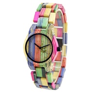 Handmade Colorful Bamboo Wood Watch Analog Quartz Fashion Wristwatch with Mix Colors