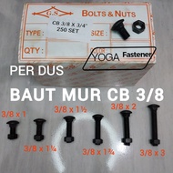 1 Box of CB 3/8 Nut Bolts, 14 key nuts, truck bed bolts, fence bolts, umbrella bolts, carriage bolts