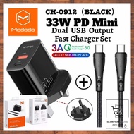 ☆ MCDODO CH-0912 33W PD+QC Dual Output Fast Charger UK Plug with Type-C to Type-C PD Cable ☆