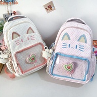 AXIOM Cartoon Cat Backpack, Cute Embroidery School Backpack, Fresh Lightweight Preppy Style Polyeste