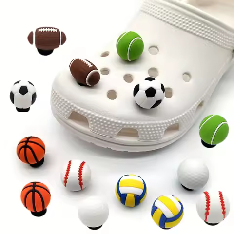 14pcs/set 3D Sports Shoe Charms-boys Man Sandals Slippers Decoration Football Basketball Tennis Gift