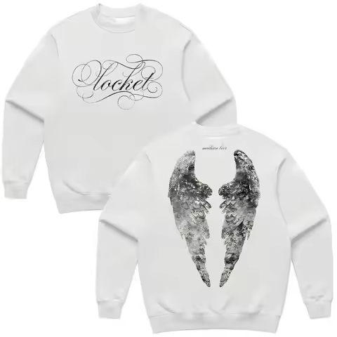 Madison Beer Locket Crewneck Tee Angel's Wings Graphic Pullovers Women Men Fashion Long Sleeve Cloth