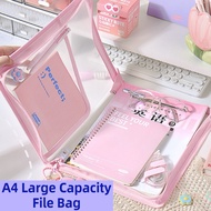 A4 File Folder 2-Layer File Bag Document Organizer Waterproof With Clip Portable School Supplies