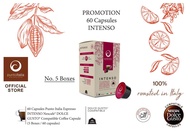 (เซ็ต 5 กล่อง x12 แคปซูล) Punto Italia Espresso กาแฟแคปซูล INTENSO อาราบิก้า 60% สำหรับเครื่อง DOLCE