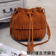 [Taiwan Physical Store ️ Invoice] Simple Retro Stream Bag Flow Drawstring Bucket Crossbody Diagonal 