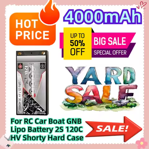 7.6V 4000mAh For RC Car Boat GNB Lipo Battery 2S 120C HV Shorty Hard Case
