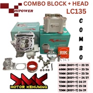 COMBO HIPOWER BLOCK + SUPERHEAD LC135 Y15 BLOCK BODY PANJANG +7MM 65MM 68MM 70MM 72MM 23/26 22/25 24