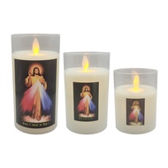 Catholic Artificial Flameless Candle With Flickering Effect – Glass Container