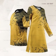 Couple Set Baju Raya Yellow Solid Lelaki Perempuan Cheap Microfiber Muslim Jersey Shirt Plus Size Mu