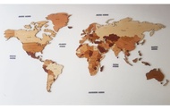 แผนที่โลกไม้ DIY ติดผนัง สวยเก๋ไก๋ สวยงามลายไม้ธรรมชาติ ทำจากไม้ 100% Thailand Handmade World Globe 