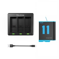 TELESIN 3 Ways LED Battery Charger With Cable for GoPro Hero 9/10/11/12 Black