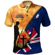 Lest We Forget Anzac Day Polo Shirt Men Clothes Street Short Sleeve Lapel Golf Shirts  Summer Fashio