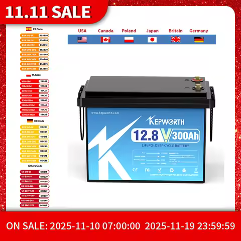 KEPWORTH 12V 180Ah 300Ah Lithium Iron Phosphate Battery With Upgraded BMS 6000 Cycles For RV Campers