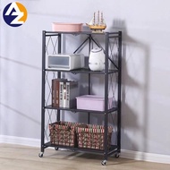 [spotgoods]❈۞♠⭐ AZ ⭐ 4 Layer Folding Kitchen Shelf With Wheels Floor 3 layer 5layer foldable