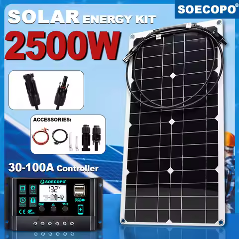 SOECOPO 100A Solar Kit｜Flexible Panel + Controller + Connectors｜13.2V for RV/Boat/Off-Grid｜CE Certif