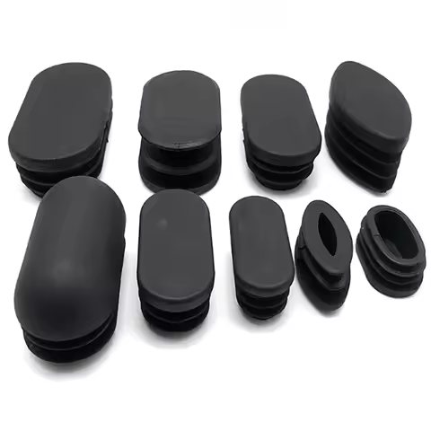 Black Oval PP Plastic Punched End Cap Furniture Leg Tube Insertion Plug Furniture Accessories 15x30m