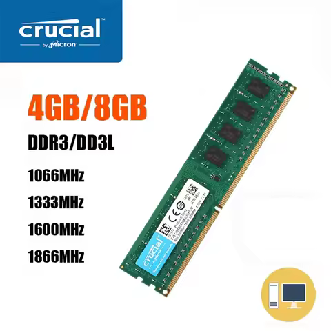 Crucial DDR3 Memory PC RAM 1333mhz 1600mhz 1866mhz 2GB 4GB 8GB DIMM PC3-12800 PC RAM