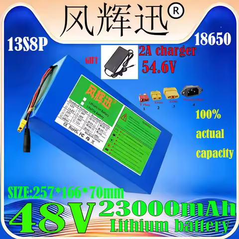 brand new 48V 23Ah 18650 13S7p Lithium battery With BMS 350-1500W For 48V E-Scooter Li-ion Battery P