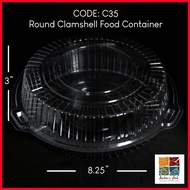 OPS-C35 Clamshell Round Clear Pastry Food Container 8x3 [10pcs]