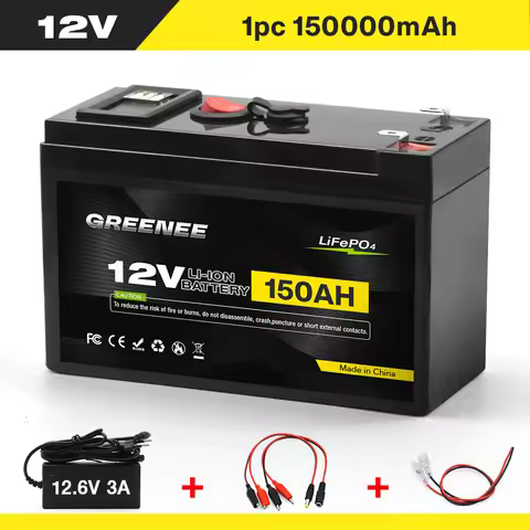 12V 150Ah Lithium LiFePO4 Deep Cycle Battery, 4000+ Cycles Rechargeable Battery for Solar/Wind Power