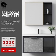 SG Stocks 60 / 80CM. Bathroom Basin Vanity Set / Bathroom Cabinet / Basin Cabinet with Mirror Cabinet