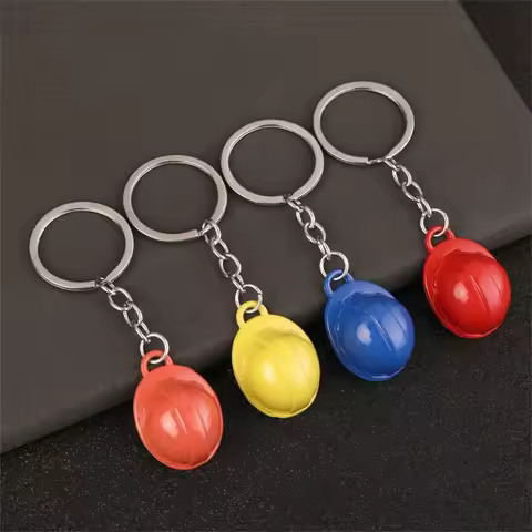 Colorful 3D Safety Hat Keychain Metal Construction Hat Kering For Men Backpack Pendant Car Key Holde