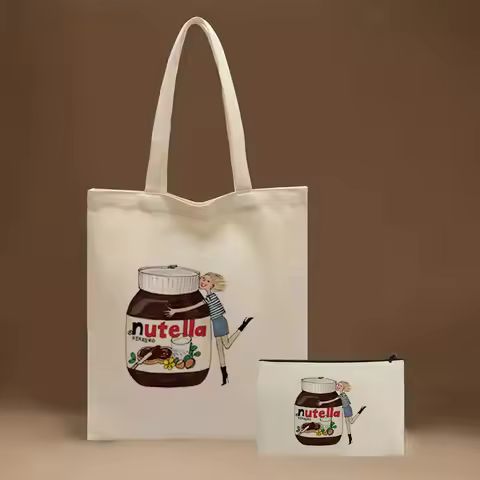 Women Package Elegant Canvas Bag Set Makeup Bag Handbags Shoulder Bags Casual Shopping Girls Nutella
