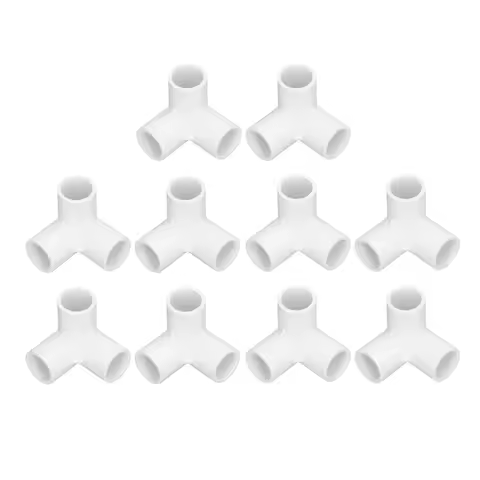 10Pcs White Plastic Pipe Connector PVC Fitting 3 Way Elbow Connector for Building Furniture Greenhou