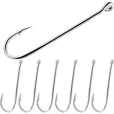 50 pieces/box Aberdeen extended straight handle fish hooks, carbon stainless steel fish hooks for fr