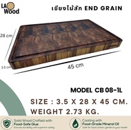 เขียงลายไม้สัก End Grain Cutting Board เกรด A Model CB 08-1L ขนาด 3.5x 28 x 45 ซม."