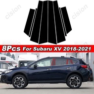 8Pcs Glossy Black Car Door Window Center BC Pillar Post Trim Cover PC Material Sticker Mirror Effect For Subaru XV 2018-2021 Car Window Center Pillar Sticker