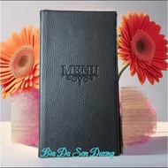Small black A4 size Menu leather cover with 10 leaves for restaurants and hotels (INTER SIZE: 30X15C