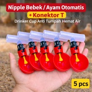 5pcs Duck Nipple Chicken/ + T Connector Pipe - Automatic Poultry Drinking Tool such as Ducks, Chicke