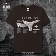 Áo Phông Ngắn Tay In Hoa Sáng Tạo Máy Bay Chở Khách Hàng Không Dân Dụng Boeing 727 Mỹ Trang Phục Mùa